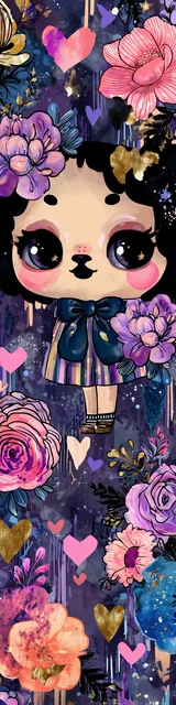 Free kawaii cats bookmark featuring a standing cat wearing a skirt